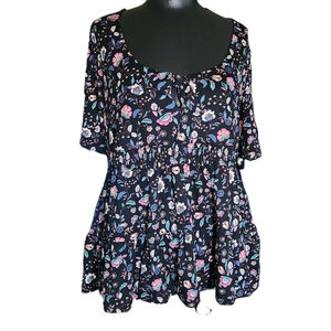 Torrid Womens Floral Print Short Sleeve Shirt Size 00